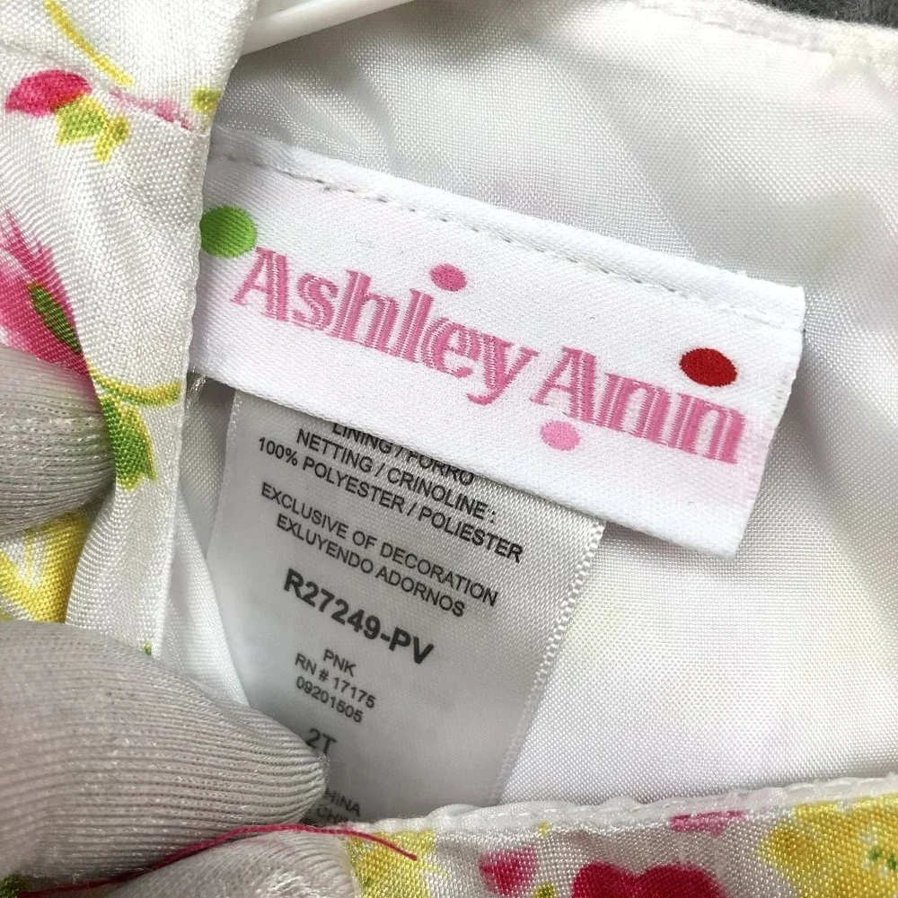 Ashley Anne Sleeveless Dress Girls‎ 2T Floral Pink Lace White Summer Formal